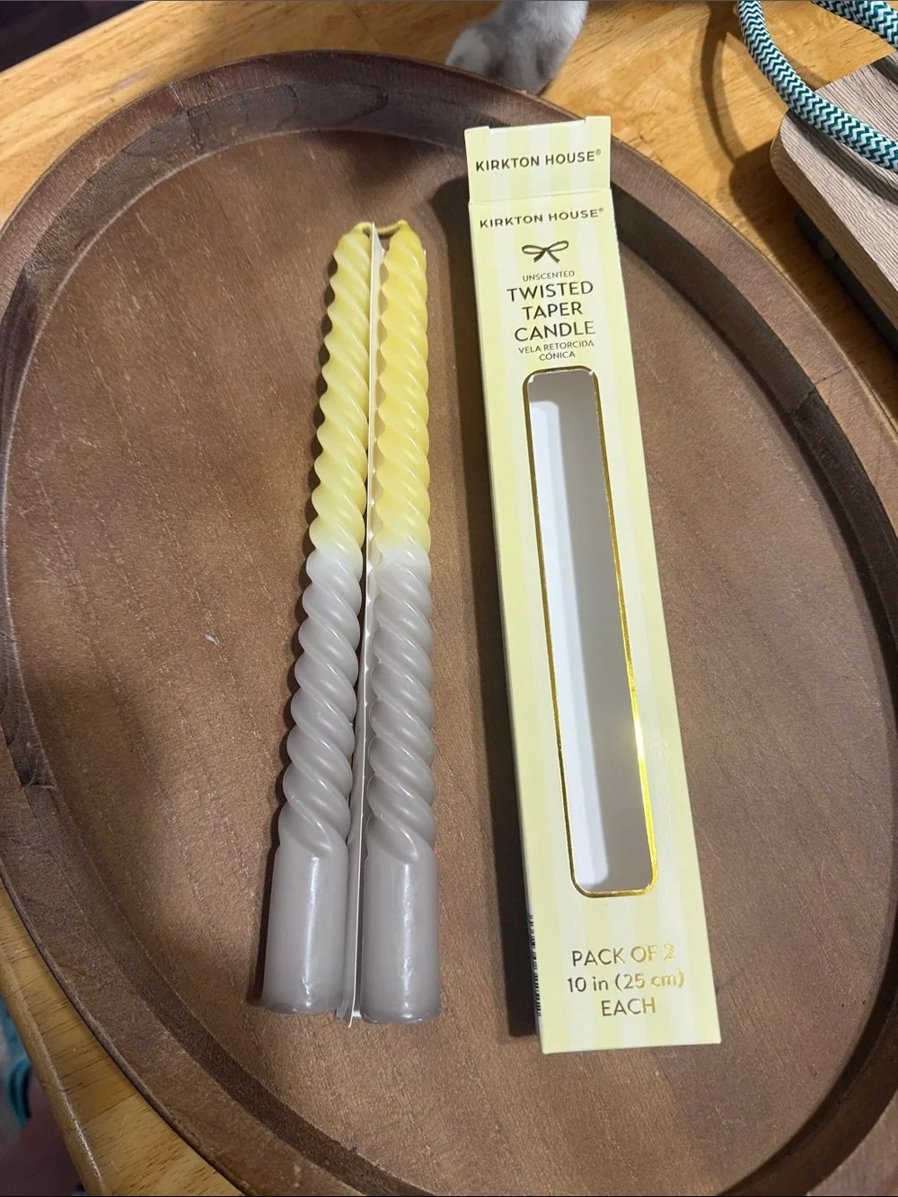 Kirkton House Yellow & White Twisted Taper Candles - Pack of 2